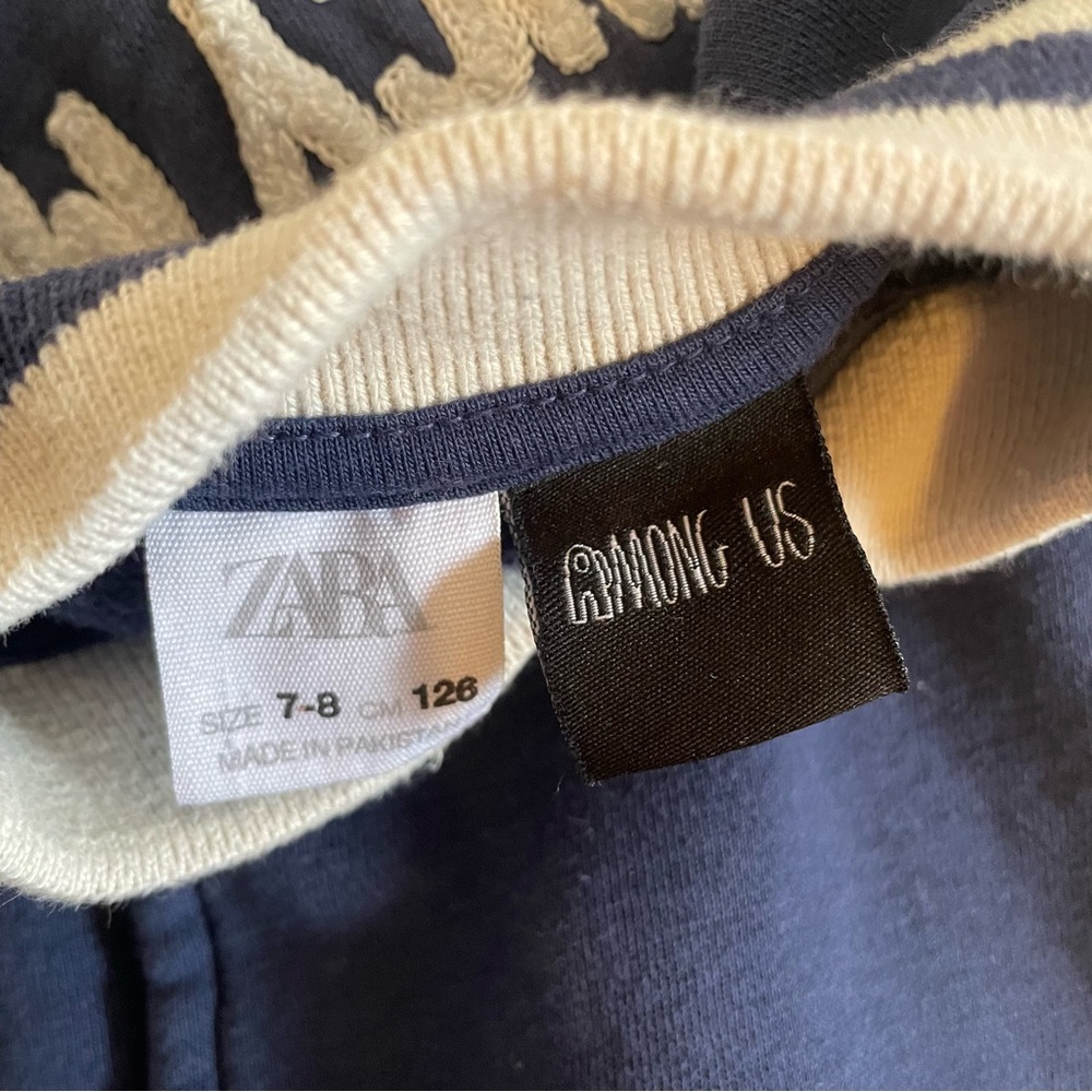 Zara Among Us Bomber Jacket Blue and White Graphic Hoodie 7-8 - Picture 7 of 8